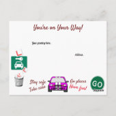 Getrennte Fahrprüfung Herzlichen Glückwunsch Postkarte (Rückseite)