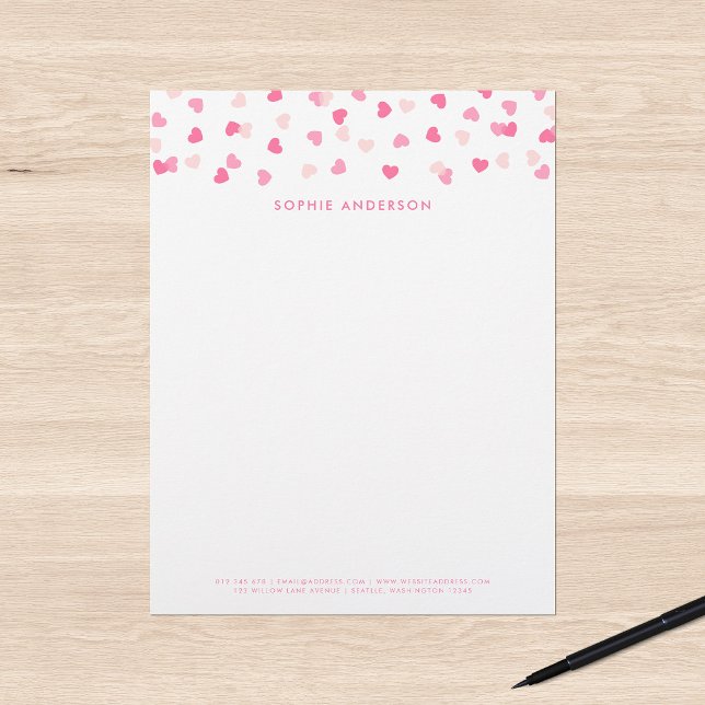 Getrennte rosa Herzen Confetti Briefbogen (Von Creator hochgeladen)