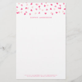 Getrennte rosa Herzen Confetti Briefpapier