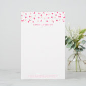 Getrennte rosa Herzen Confetti Briefpapier (Stehend Vorderseite)