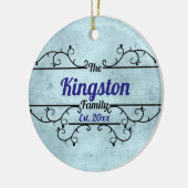 Getrennte Weinreben Border Personalisiert Blue Keramik Ornament (Links)