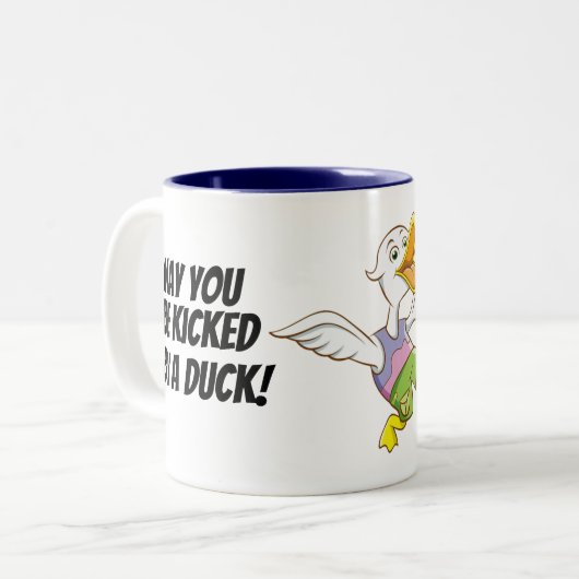 Getreten durch Ente! Ukrainische Zweifarbige Tasse (Vorderseite Links)