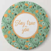 Getreu Ihrer Aquamarinen Orange Dandelion Floral b Button (Vorderseite)