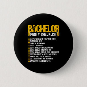 Getried Groom Funny Bachelor Party Checkli Button