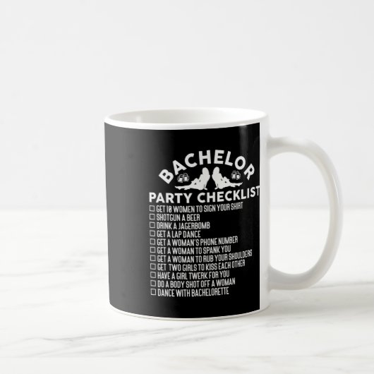 Getried Groom Funny Bachelor Party Checkli Kaffeetasse (Rechts)