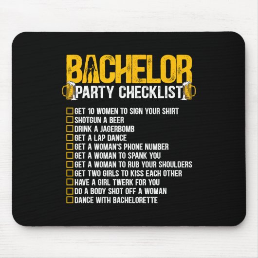 Getried Groom Funny Bachelor Party Checkli Mousepad (Vorne)
