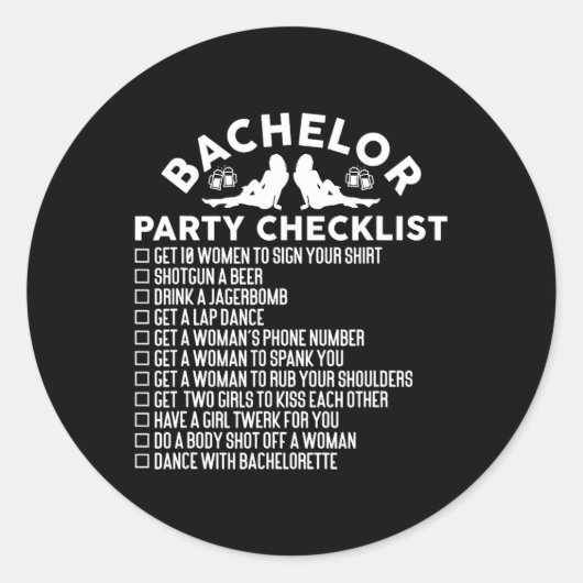 Getried Groom Funny Bachelor Party Checkli Runder Aufkleber (Vorderseite)
