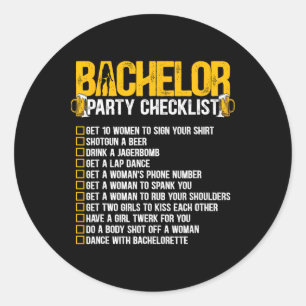 Getried Groom Funny Bachelor Party Checkli Runder Aufkleber