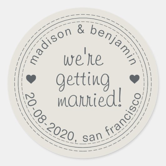 Getried Save the Date Gray Umschlag Aufkleber (Vorderseite)