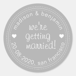 Getried Save the Date Gray Umschlag Aufkleber