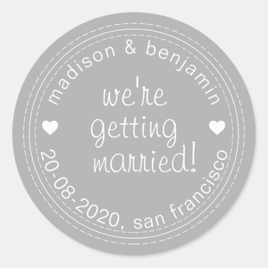 Getried Save the Date Gray Umschlag Aufkleber (Vorderseite)