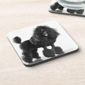 Getrimmter schwarzer Pudel Getränkeuntersetzer (Linke Seite)