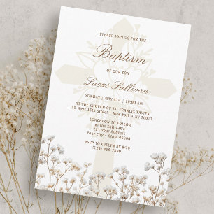 Getrocknete Baby's Breath Tauf Einladung