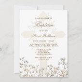 Getrocknete Baby's Breath Tauf Einladung (Vorderseite)
