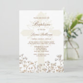 Getrocknete Baby's Breath Tauf Einladung (Stehend Vorderseite)