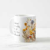 Getrocknete Blume + Gedicht-Design der Liebe | TAS Kaffeetasse (Vorderseite Links)