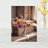 Getrocknete Blume in Holzschachteln Karte (Gelbe Blume)