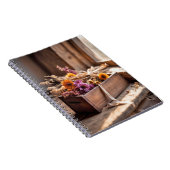 Getrocknete Blume in Holzschachteln Notizblock (Rechte Seite)