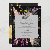 Getrocknete Blume/Schwarz-Weiß-Hochzeit Einladung (Vorne/Hinten)