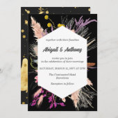 Getrocknete Blume/Schwarz-Weiß-Hochzeit Einladung (Vorne/Hinten)