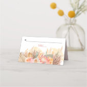 Getrocknete Blume und Pampasgras, weich rosa gefär Platzkarte (Vorderseite)