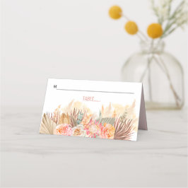 Getrocknete Blume und Pampasgras, weich rosa gefär Platzkarte