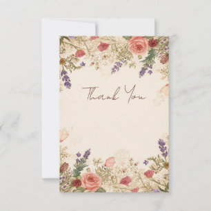 Getrocknete Blume Vintage Hochzeit Danke Karte