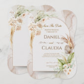 Getrocknete Blumenbogen-Hochzeitseinladung mit Gra Einladung (Vorne/Hinten)