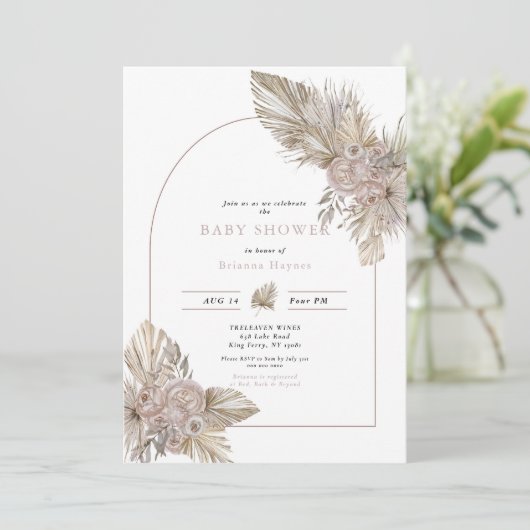 Getrocknete Florals Wüste thematisierte Babydusche Einladung (Stehend Vorderseite)