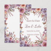 Getrocknete gepresste rosa Lavendel-Wildblume STD Save The Date (Vorne/Hinten)