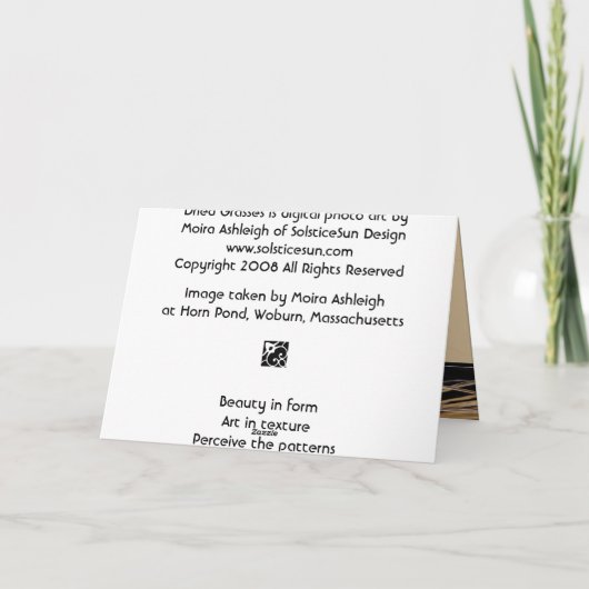 Getrocknete Gräser Karte (Rückseite)