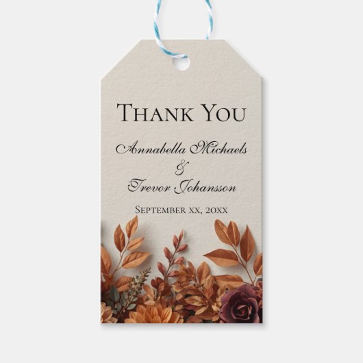 Getrocknete Herbstblumen Blumen Custom Name Geschenkanhänger (Vorderseite)