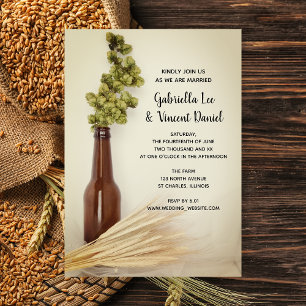 Getrocknete Hopfen- und Weizenbrauerei Hochzeits-E Einladung