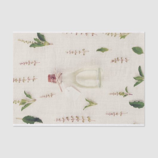 Getrocknete Kräuterglasflasche mit einbrechender T Seidenpapier (Vorderseite)