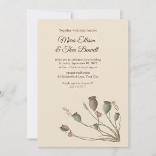 Getrocknete Mohnkapseln Boho-Hochzeitseinladung Einladung