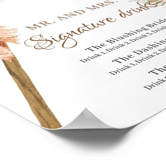 Getrocknete Palm-Blätter Pampas Grass Signature Dr Poster (Ecke)