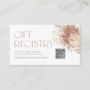 Getrocknete Palm Boho QR Code Baby Shower Registry Begleitkarte