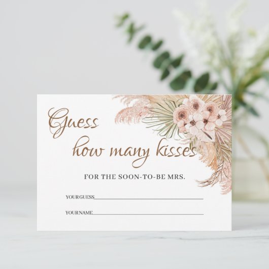 Getrocknete Palm Pampas Grass Orchid Wie viele Küs Begleitkarte (Stehend Vorderseite)