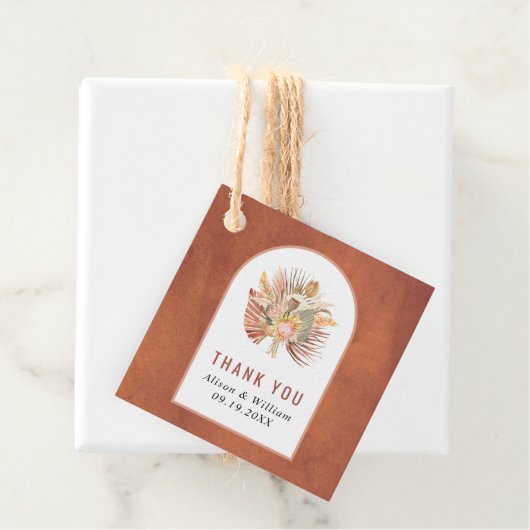 getrocknete Palme, Pampasgras Terrakotta Danke für Geschenkanhänger (Beispiel)