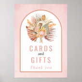 Getrocknete Palme, Pampasgras, weiches rosa Hochze Poster (Vorne)