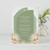 Getrocknete Palms Sage Green Wedding Einladung (Stehend Vorderseite)
