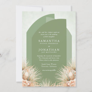 Getrocknete Palms Sage Green Wedding Einladung