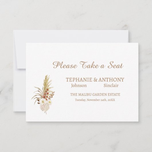 Getrocknete Pampas Gras Bitte nehmen Sie eine Sitz Mitteilungskarte (Vorderseite)