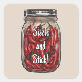 Getrocknete Paprikaschoten Jar Quadratischer Aufkleber (Vorderseite)