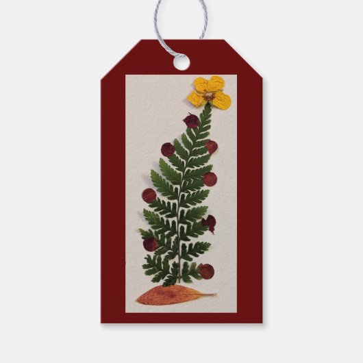 Getrocknete Press-Blume Weihnachtsbaum Geschenk-Ta Geschenkanhänger (Vorderseite)