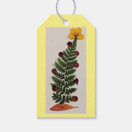 Getrocknete Press-Blume Weihnachtsbaum Geschenk-Ta Geschenkanhänger (Vorderseite)