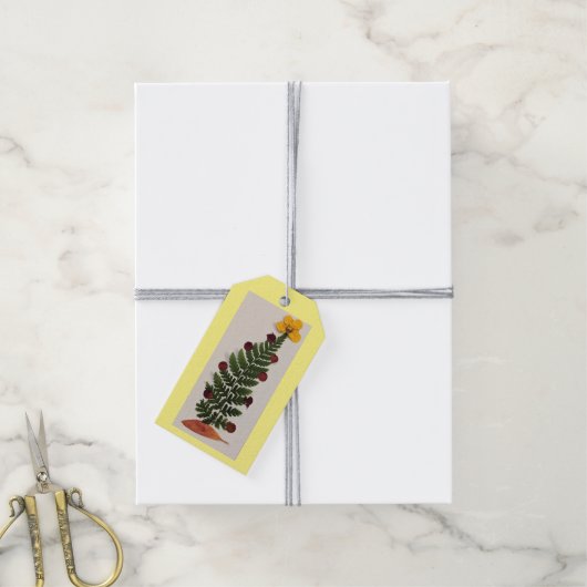 Getrocknete Press-Blume Weihnachtsbaum Geschenk-Ta Geschenkanhänger (Mit Garn)