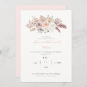 Getrocknete Rose und Blätter zum Hochzeitsempfang Einladung (Vorne/Hinten)