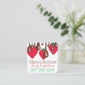 Getrocknete Schokolade Erdbeeren Fruchtkonfektione Quadratische Visitenkarte (Stehend Vorderseite)
