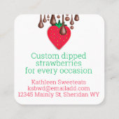 Getrocknete Schokolade Erdbeeren Fruchtkonfektione Quadratische Visitenkarte (Rückseite)